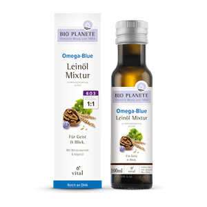 OMEGA BLUE - MIESZANKA Z OLEJEM LNIANYM (ORZECHY WŁOSKIE, ALGI MORSKIE) BIO 100 ml - BIO PLANETE