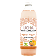 KOMBUCHA Z MANGO I MARAKUJĄ NISKA ZAWARTOŚĆ CUKRÓW FAIR FOR LIFE BIO 350 ml - UCHA