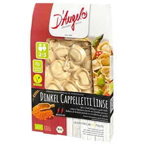 CAPPELLETTI ORKISZOWE Z SOCZEWICĄ PIKANTNE BIO 250 g - D`ANGELO