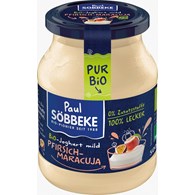 JOGURT KREMOWY BRZOSKWINIA - MARAKUJA (3,8 % TŁUSZCZU W MLEKU) BIO 500 g (SŁOIK) - SOBBEKE