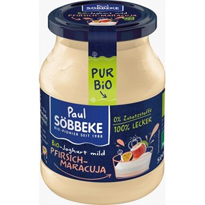 JOGURT KREMOWY BRZOSKWINIA - MARAKUJA BIO 500 g (SŁOIK) - SOBBEKE