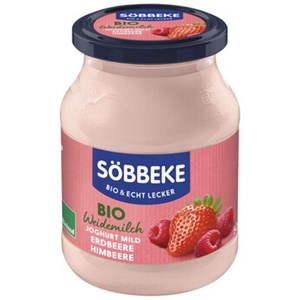 JOGURT KREMOWY TRUSKAWKA - MALINA BIO 500 g (SŁOIK) - SOBBEKE