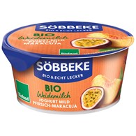 JOGURT KREMOWY BRZOSKWINIA - MARAKUJA (3,8 % TŁUSZCZU W MLEKU) BIO 150 g - SOBBEKE