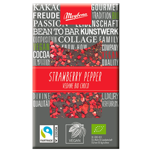 CZEKOLADA GORZKA Z TRUSKAWKAMI I PIEPRZEM FAIR TRADE BIO 30 g - MEYBONA