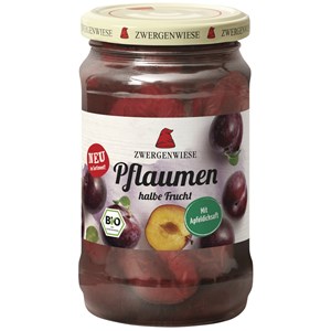 ŚLIWKI POŁÓWKI W LEKKIM SYROPIE BEZGLUTENOWE BIO 360 g (180 g) (SŁOIK) - ZWERGENWIESE