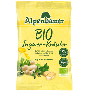CUKIERKI Z NADZIENIEM O SMAKU IMBIROWO - ZIOŁOWYM BIO 90 g - ALPENBAUER