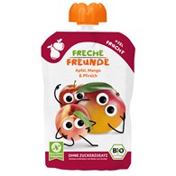 MUS JABŁKO - MANGO - BRZOSKWINIA BEZ DODATKU CUKRÓW BEZGLUTENOWY OD 6 MIESIĄCA BIO 100 g - FRECHE FREUNDE