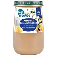 MUS MLECZNY BANAN - SEMOLINA - JABŁKO BEZ DODATKU CUKRÓW OD 6 MIESIĄCA BIO 190 g - FRECHE FREUNDE