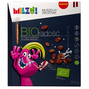 MUSZELKI ŻYTNIO - OWSIANE KAKAOWE  RADOŚĆ  BIO 200 g - MILZU