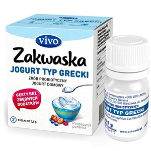 ŻYWE KULTURY BAKTERII DO JOGURTU TYPU GRECKIEGO  ZAKWASKA  BEZGLUTENOWE 1 g (2 FIOLKI) - VIVO