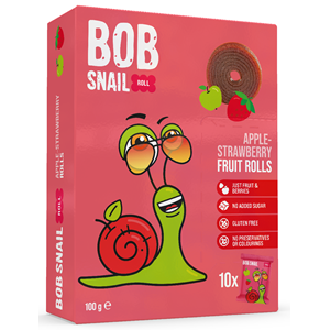 PRZEKĄSKI ROLL JABŁKO - TRUSKAWKA BEZ DODATKU CUKRÓW BEZGLUTENOWE 100 g - BOB SNAIL