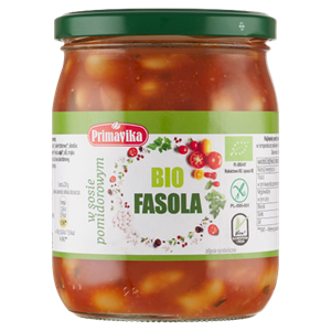 FASOLA W SOSIE POMIDOROWYM BEZGLUTENOWA BIO 440 g - PRIMAVIKA