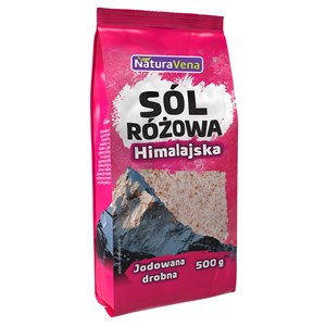 SÓL HIMALAJSKA RÓŻOWA DROBNO MIELONA JODOWANA 500 g - NATURAVENA