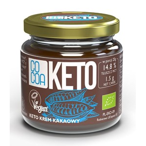 KREM MIGDAŁOWO - KAKAOWY Z OLEJEM MCT BEZ DODATKU CUKRU BEZGLUTENOWY KETO BIO 200 g - COCOA