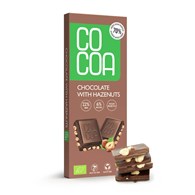 CZEKOLADA Z ORZECHAMI LASKOWYMI 70 % MNIEJ CUKRU BIO 40 g - COCOA