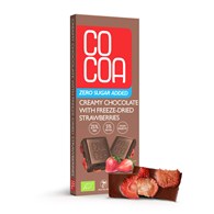 CZEKOLADA CREAMY Z TRUSKAWKAMI BEZ DODATKU CUKRU BIO 40 g - COCOA