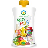 MUS MANGO - BANANOWO - JABŁKOWY BEZGLUTENOWY BIO 120 g - BIO FOOD