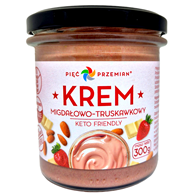 KREM MIGDAŁOWO - CZEKOLADOWO - TRUSKAWKOWY BEZ DODATKU CUKRÓW BEZGLUTENOWY KETO 300 g - PIĘĆ PRZEMIAN
