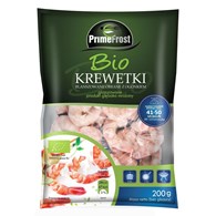 KREWETKI TYGRYSIE GOTOWANE I OBRANE Z OGONKIEM MROŻONE BIO 200 g - PRIMEFROST