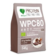 BIAŁKO SERWATKOWE O SMAKU KAKAOWYM (KONCENTRAT WPC 80) BEZ DODATKU CUKRÓW BIO 345 g - BE ORGANIC
