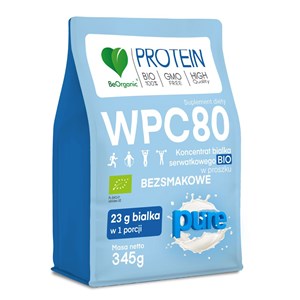 BIAŁKO SERWATKOWE NATURALNE (KONCENTRAT WPC 80) BEZ DODATKU CUKRÓW BIO 345 g - BE ORGANIC
