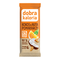 BATON DAKTYLOWY KOKOS & NUTA POMARAŃCZY BEZ DODATKU CUKRÓW 35 g - DOBRA KALORIA