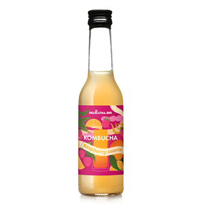 KOMBUCHA KOKTAJLOWA RASPBERRY SUNRISE BIO 270 ml - DELIKATNA (ZAKWASOWNIA)