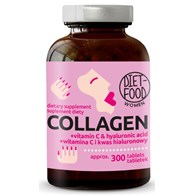 KOLAGEN + KWAS HIALURONOWY + WITAMINA C 300 TABLETEK - DIET-FOOD