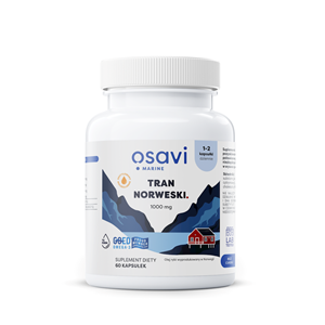 TRAN NORWESKI OMEGA-3 (220 mg) O SMAKU CYTRYNOWYM BEZGLUTENOWY 60 KAPSUŁEK - OSAVI