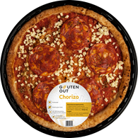 PIZZA Z SEREM MOZZARELLA I KIEŁBASĄ CHORIZO BEZGLUTENOWA 330 g - GLUTEN OUT