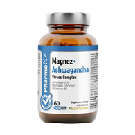 MAGNEZ + ASHWAGANDHA STRESS COMPLEX BEZGLUTENOWE 60 KAPSUŁEK - PHARMOVIT (CLEAN LABEL)