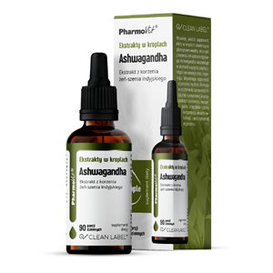 EKSTRAKTY W KROPLACH ASHWAGANDHA BEZGLUTENOWE 30 ml - PHARMOVIT (CLEAN LABEL)