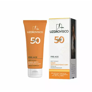 KREM DO TWARZY ANTYOKSYDACYJNY PEPTYDOWY PRZECIW PRZEBARWIENIOM SPF 50 50 ml - UZDROVISCO (PRE-AGE)