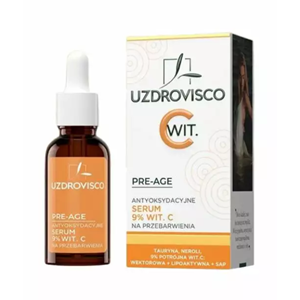 SERUM DO TWARZY Z WITAMINĄ C ANTYOKSYDACYJNE NA PRZEBARWIENIA 30 ml - UZDROVISCO (PRE-AGE)