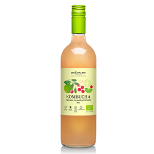 KOMBUCHA O SMAKU ŻURAWINY I LIMONKI BIO 750 ml - DELIKATNA (ZAKWASOWNIA)