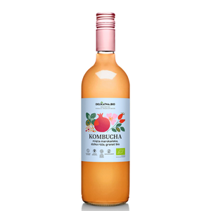 KOMBUCHA MIĘTA MAROKAŃSKA, DZIKA RÓŻA I GRANAT BIO 750 ml - DELIKATNA