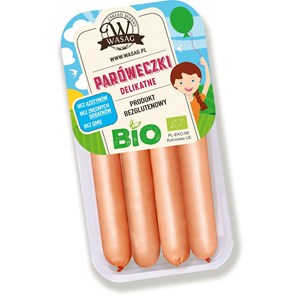 PARÓWKI DELIKATNE BEZGLUTENOWE BIO 150 g - WASĄG (NA ZAMÓWIENIE)