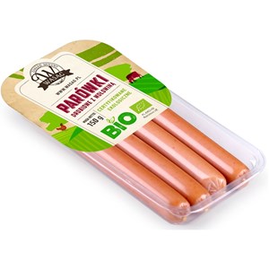 PARÓWKI DROBIOWE Z WOŁOWINĄ BIO 150 g - WASĄG (NA ZAMÓWIENIE)