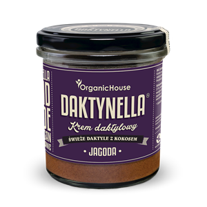 KREM KOKOS - DAKTYLE MEDJOOL - JAGODA BEZGLUTENOWY BIO 280 g - ORGANICHOUSE (DAKTYNELLA)