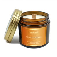 ŚWIECA SOJOWA ZAPACHOWA Z DREWNIANYM KNOTEM SŁONY KARMEL 120 ml - YOUR CANDLE