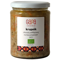 KRUPNIK Z KASZĄ ORKISZOWĄ NA BOCZNIAKACH BIO 450 g - GAPA