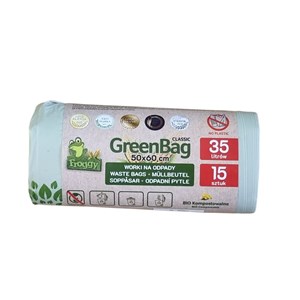 WORKI NA ODPADY BIO I ZMIESZANE (KOMPOSTOWALNE I BIODEGRADOWALNE) 35 L 15 szt - FROGGY (GREENBAG)