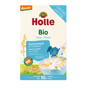 MUSLI JUNIOR Z PŁATKAMI KUKURYDZIANYMI BEZ DODATKU CUKRÓW OD 10 MIESIĄCA DEMETER BIO 250 g - HOLLE