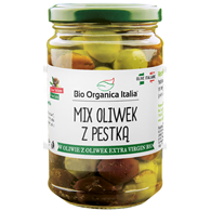 OLIWKI MIX Z PESTKĄ W OLIWIE Z OLIWEK EXTRA VIRGIN BIO 280 g (SŁOIK) - BIO ORGANICA ITALIA