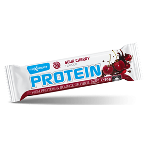 BATON PROTEINOWY O SMAKU WIŚNIOWYM W POLEWIE KAKAOWEJ BEZGLUTENOWY 50 g - MAXSPORT