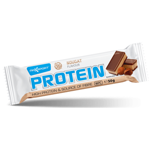 BATON PROTEINOWY O SMAKU NUGATOWYM W CZEKOLADZIE MLECZNEJ BEZGLUTENOWY 50 g - MAXSPORT