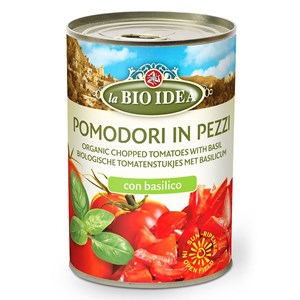 POMIDORY KROJONE Z BAZYLIĄ BIO 400 g (240 g) - LA BIO IDEA