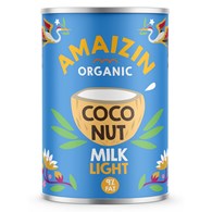 COCONUT MILK - NAPÓJ KOKOSOWY LIGHT BEZ GUMY GUAR (9 % TŁUSZCZU) BIO 400 ml (PUSZKA) - AMAIZIN