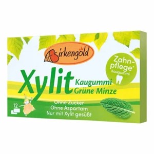 GUMA DO ŻUCIA Z KSYLITOLEM O SMAKU MIĘTY 12 SZTUK (17 g) - BIRKENGOLD